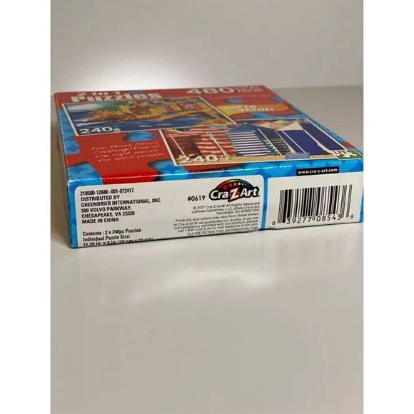 Cra-Z-Art - 2 in 1 Riomaggiore, Italy and Colorful Beach Huts - 480 Piece Puzzle - Picture 2 of 6